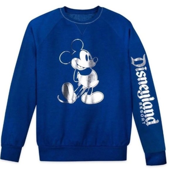 Disney Parks Wishes Come True Blue Pullover Sweatshirt Mickey Mouse - Picture 1 of 1